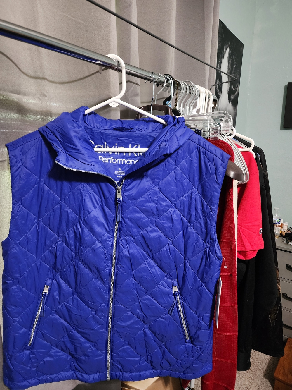 Calvin Klein Performance Quilted Royal Blue Hooded Vest